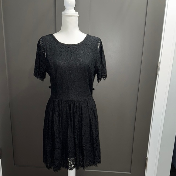 Lulu's Black Lace Fit and Flare Mini Dress - Picture 1 of 11